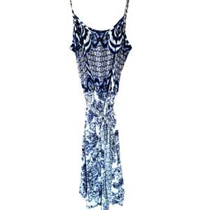 Woman's Eva Mendes Blue and White Print Dress Size Small